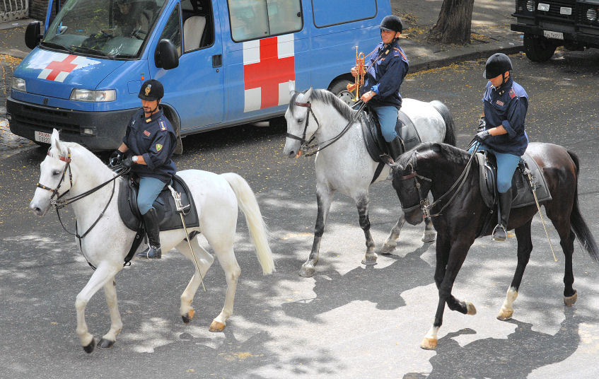 Xilocopa e ancora polizia a cavallo